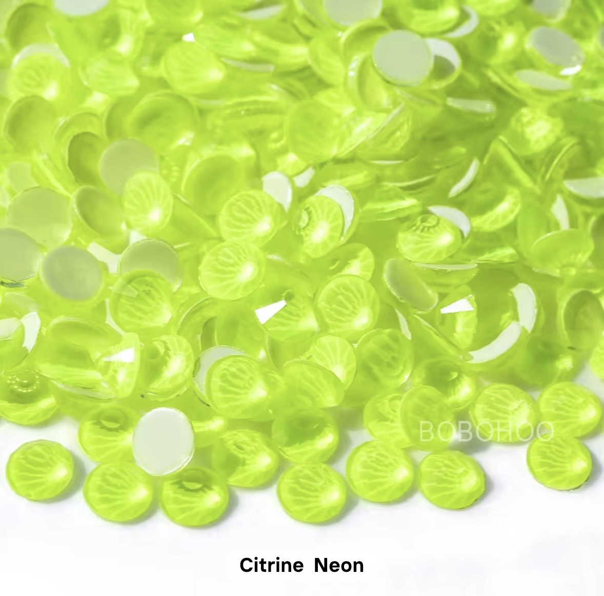 Neon Citrine Glass Flatback Round Rhinestone 12 Cut Facet