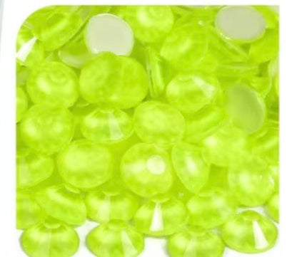 Neon Citrine Glass Flatback Round Rhinestone 12 Cut Facet
