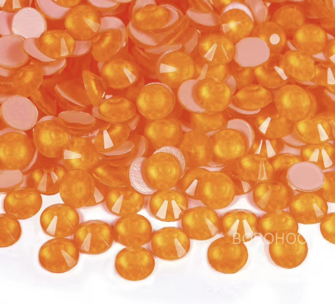 Neon Orange Glass Flatback Round Rhinestone 12 Cut Facet
