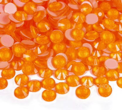 Neon Orange Glass Flatback Round Rhinestone 12 Cut Facet