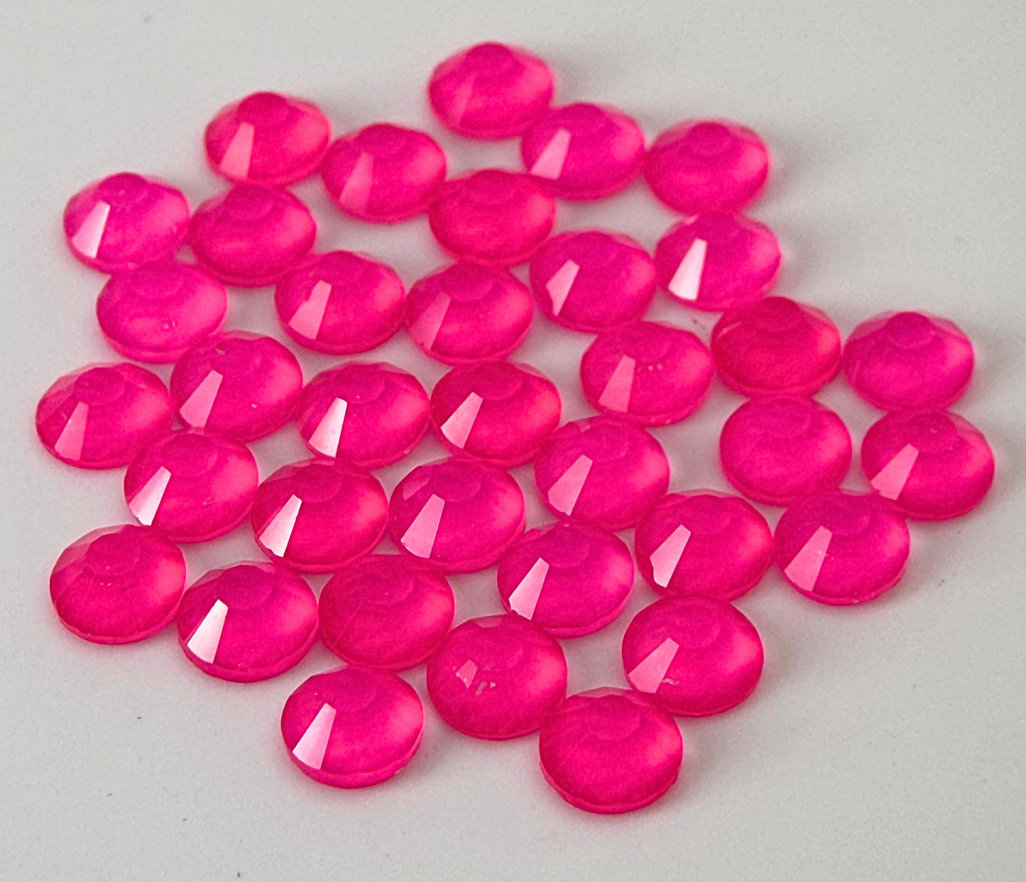 Rose Neon Glass Flatback Round Rhinestone 12 Cut Facet