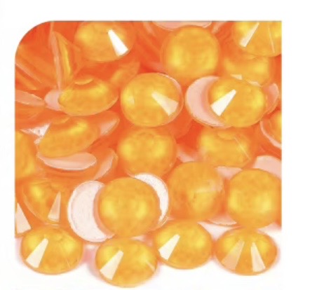 Neon Orange Glass Flatback Round Rhinestone 12 Cut Facet