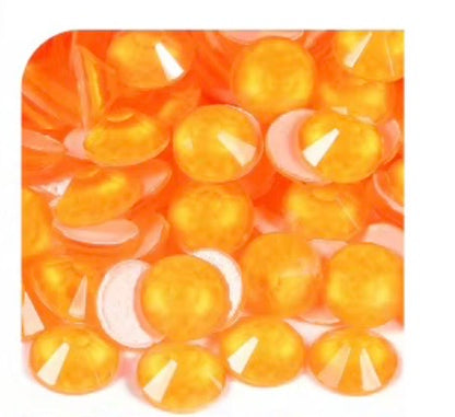 Neon Orange Glass Flatback Round Rhinestone 12 Cut Facet