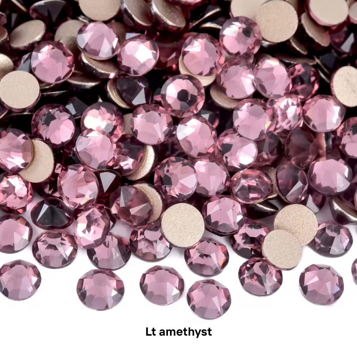 Light Amethyst Glass Flatback Round Rhinestone 16 Cut Facet