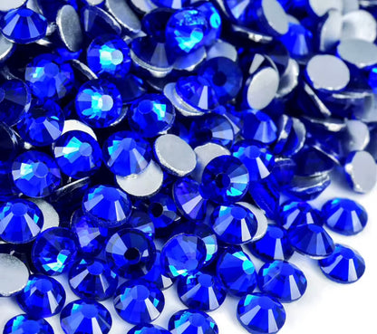 Sapphire Flatback Round Rhinestone 12 Cut Facet