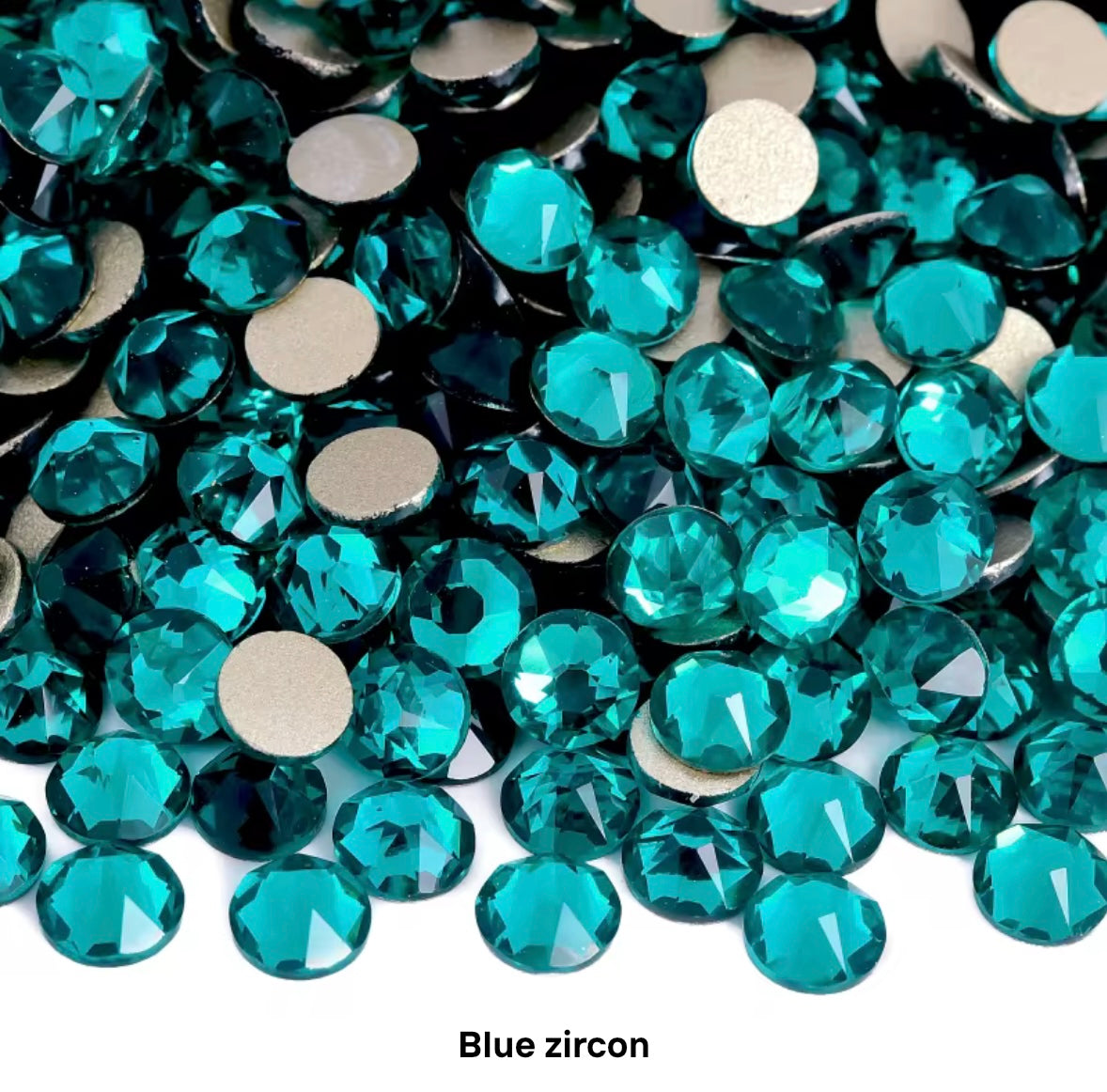Blue Zircon Glass Flatback Round Rhinestone 16 Cut Facet
