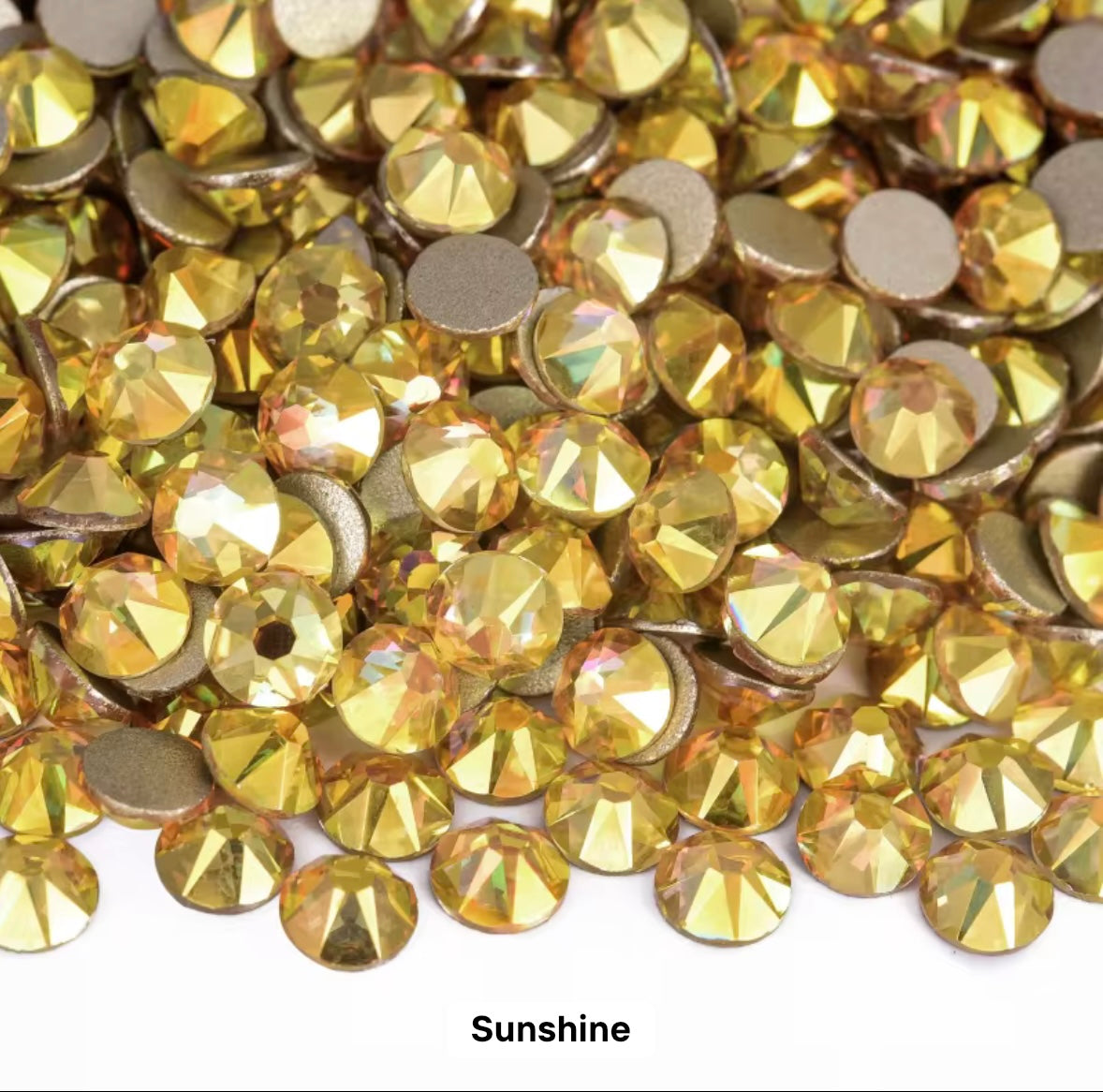 Sunshine Glass Flatback Round Rhinestone 16 Cut Facet