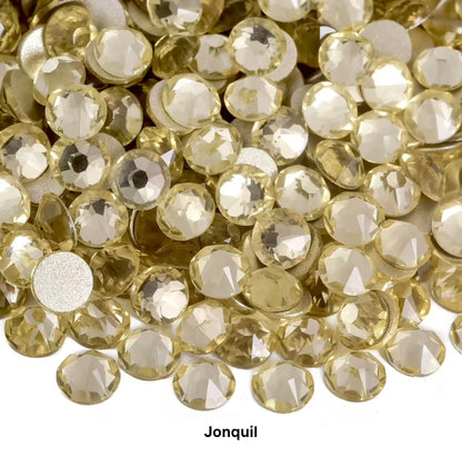 Jonquil Glass Flatback Round Rhinestone 16 Cut Facet