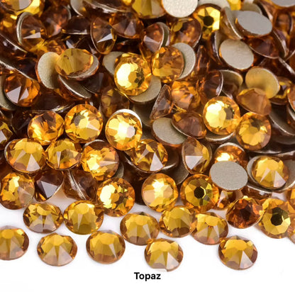 Topaz Glass Flatback Round Rhinestone 16 Cut Facet