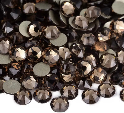 Smoked Topaz Glass Flatback Round Rhinestone 16 Cut Facet
