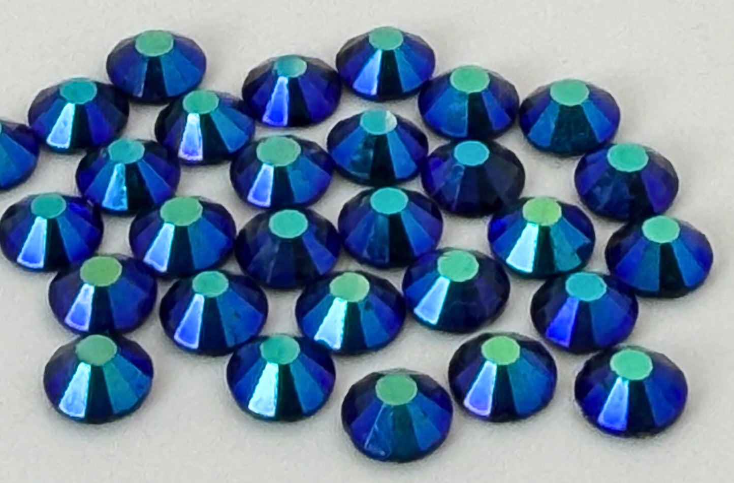 Montana AB Glass Flatback Round Rhinestone 12 Cut Facet
