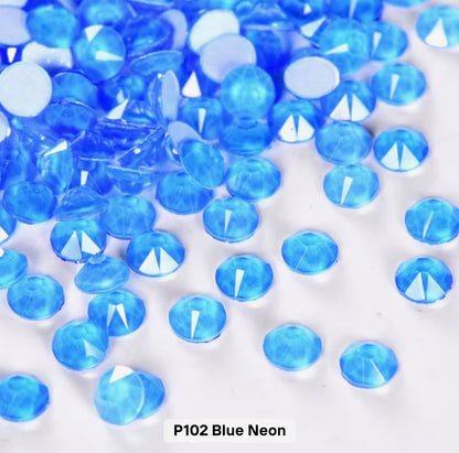 Blue Neon Glass Flatback Round Rhinestone 16 Cut Facet