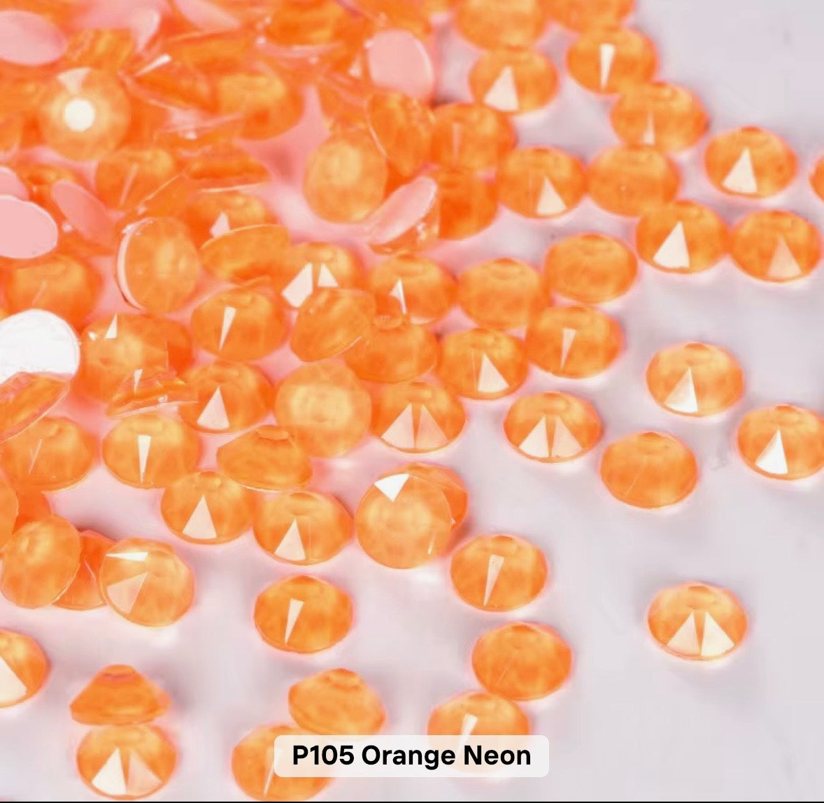 Orange Neon Glass Flatback Round Rhinestone 16 Cut Facet