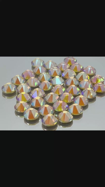 Jonquil AB Glass Flatback Round Rhinestone 16 Cut Facet