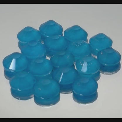 Neon Blue Glass Flatback Round Rhinestone 12 Cut Facet