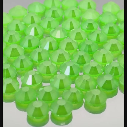 Neon Green Glass Flatback Round Rhinestone 12 Cut Facet
