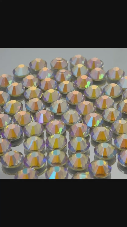 Jonquil AB Glass Flatback Round Rhinestone 12 Cut Facet