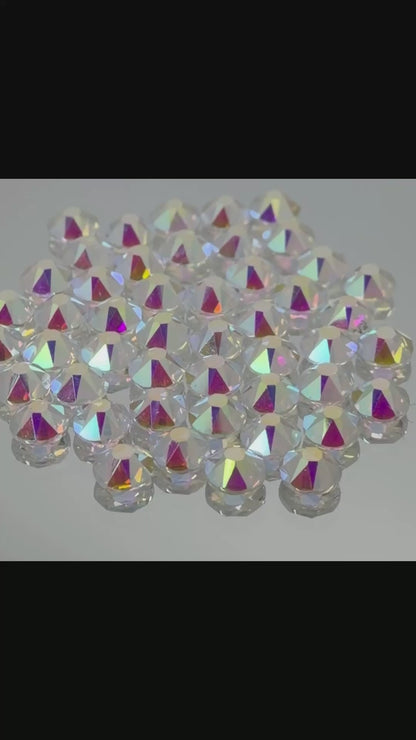 Translucent AB Glass Flatback Round Rhinestone 16 Cut Facet