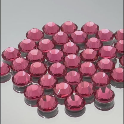 Rose Glass Flatback Round Rhinestone 12 Cut Facet