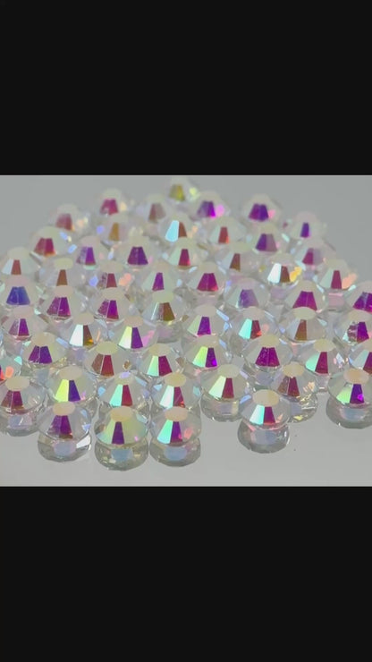 Translucent AB Glass Flatback Round Rhinestone 12 Cut Facet