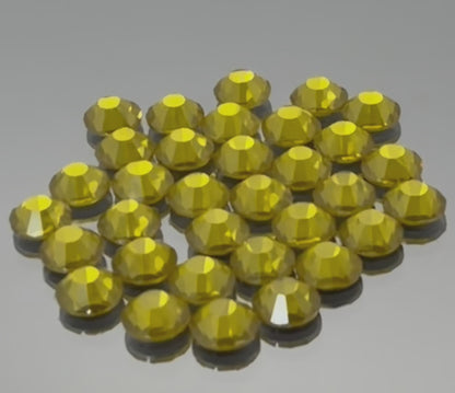 Silver Citrine AB Glass Flatback Round Rhinestone 12 Cut Facet