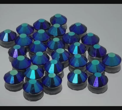 Montana AB Glass Flatback Round Rhinestone 12 Cut Facet