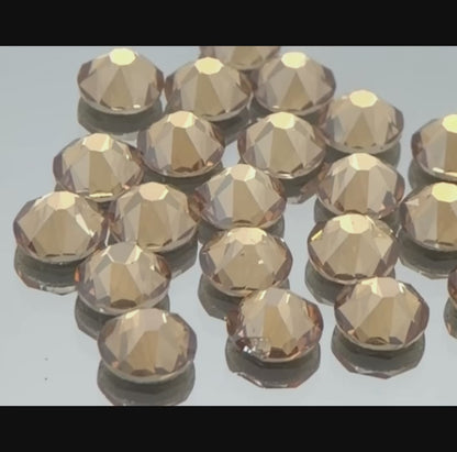 Golden Champagne Glass Flatback Round Rhinestone 16 Cut Facet