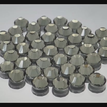 Black Diamond Glass Flatback Round Rhinestone 12 Cut Facet